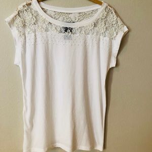 Grace Elements Embellished White Crisp Tee